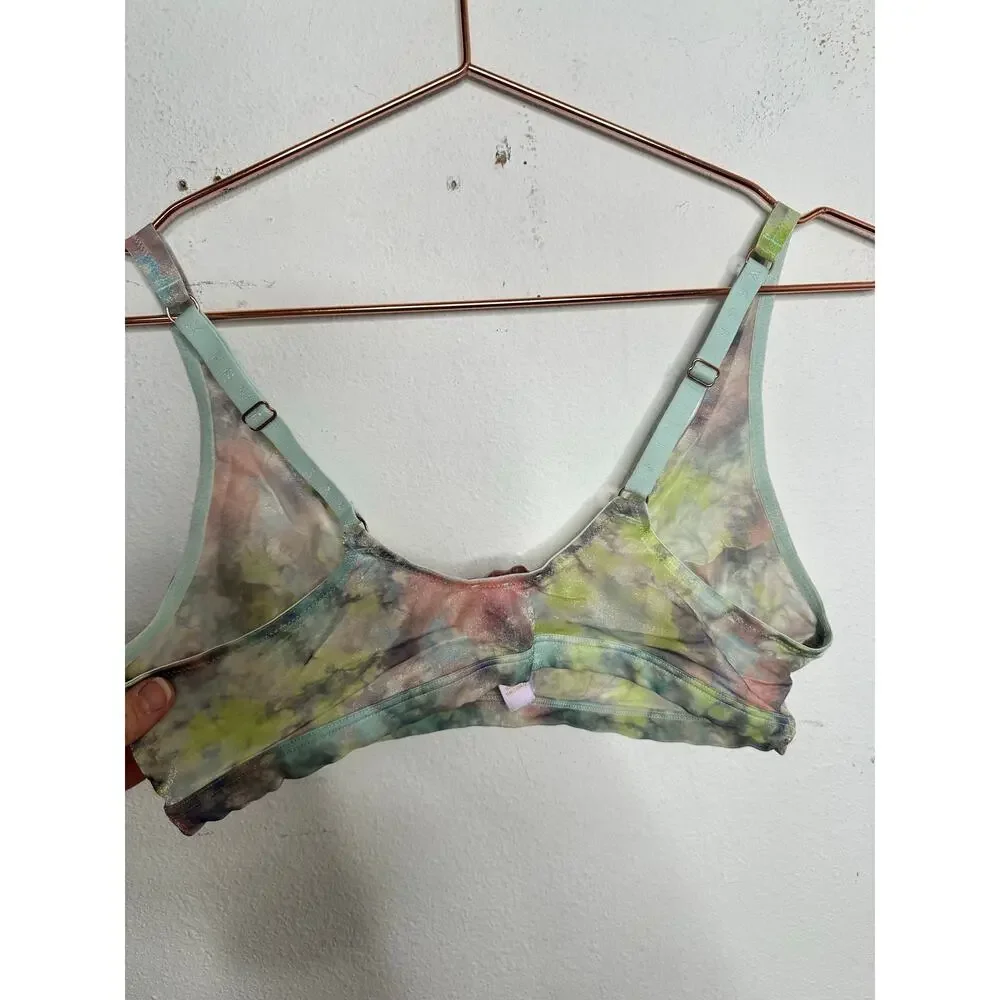 SAVAGE x FENTY Green Tye-Dye Style Adjustable Straps Cutout Front Bra size L